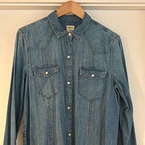 EUC DRESS Gap 1969 denim western dress/duster, L tall